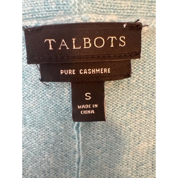 Talbots Small Light Aqua Blue Pure Cashmere V-Neck Long Sleeve Sweater - Picture 3 of 15